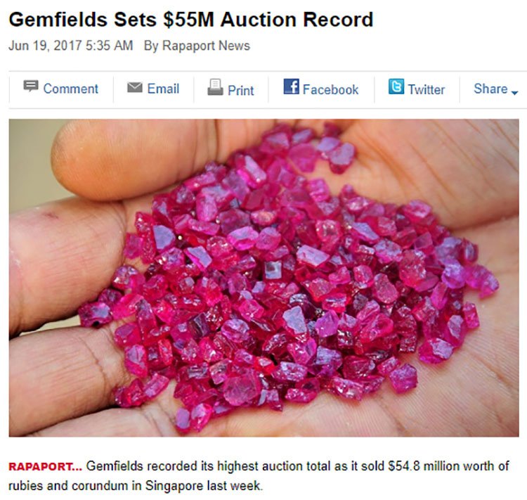 Gemfield $55 million ruby auction