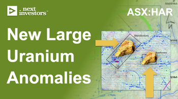 HAR finds two large uranium anomalies, drilling and assays next
