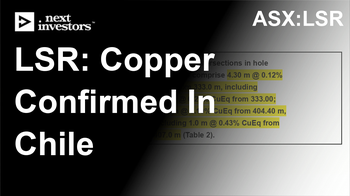 LSR assays confirm Chile copper system - new target to the east