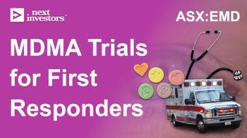EMD up 37% on no news yesterday… MDMA Therapy for First Responders