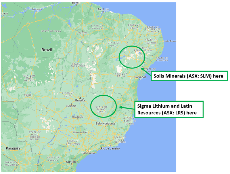 Map of Brazil projects