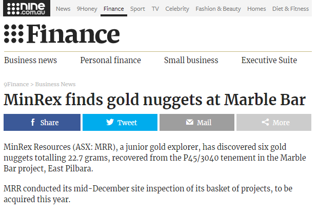 Marble bar gold discovery