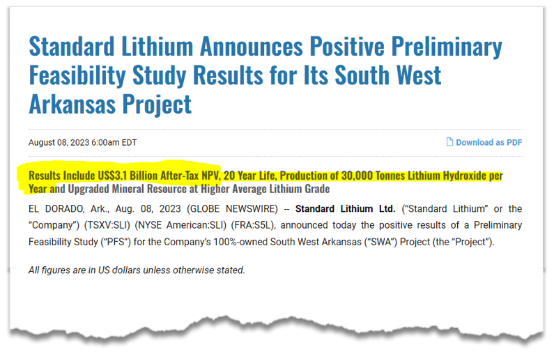 PFE-18-Standard Lithium Announces