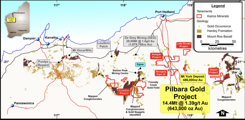 Pilbara GoldProject with regional geology.