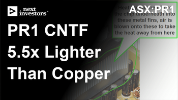 PR1’s carbon nanotube fibre’s 5.5x lighter than copper suitable for use in drones, robotics and defence systems.