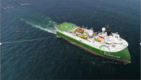 Polarcus Naila which is currently acquiring the Beehive 3D Seismic Survey