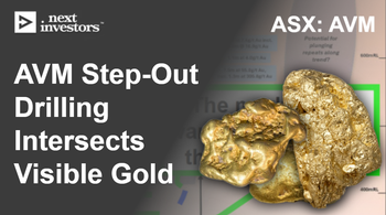 AVM step out drilling hits visible gold - assays in coming weeks