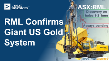 Three holes now in RML’s new gold discovery - 7 assays pending in the coming weeks