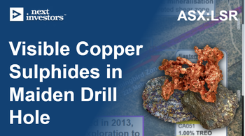 LSR's “blind” moonshot copper drilling - 1st hole: visible copper sulphides from 190m to 600m, ending in mineralisation.