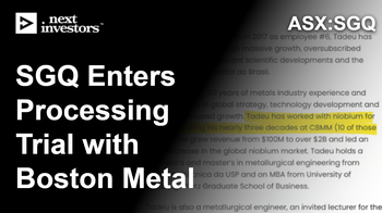 SGQ partners with Boston Metal to trial next-generation niobium processing