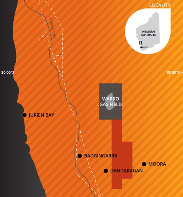Location of the Warro gas field