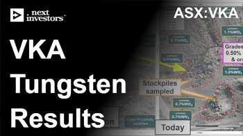 VKA confirms high grade tungsten stockpiles at US project in Nevada