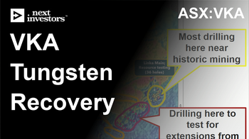 VKA sampling supports strong historical tungsten recovery rates from US project - drilling now on track for a mid-july start