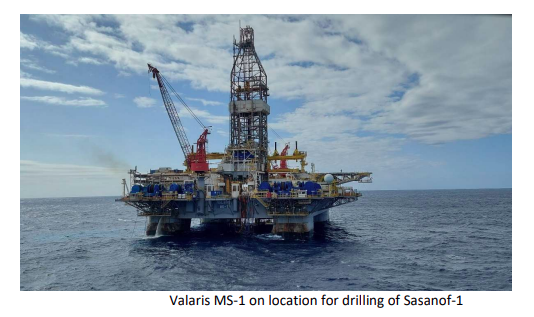  Sasanof-1 exploration well on the North West Shelf of WA.