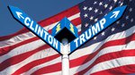 US election flag Trump Clinton signs