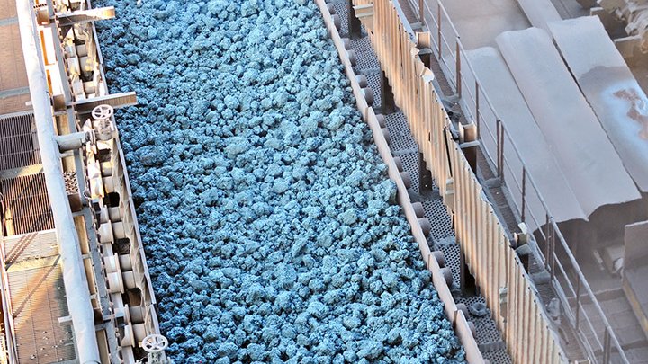 hot ore on conveyor