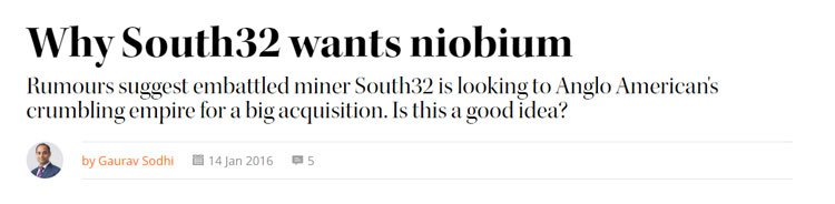 Why South 32 wants niobiumWhy South 32 wants niobium