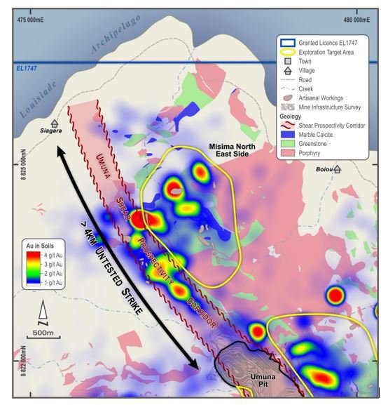 Geochemical footprint over Misima North.