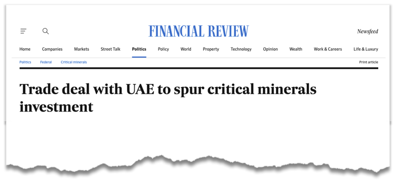 Fin review UAE trade deal