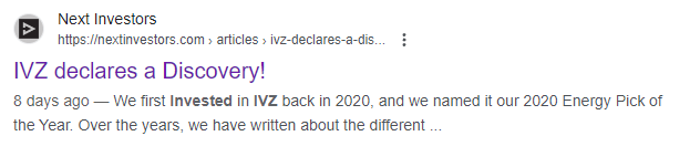 IVZ Declares a discovery