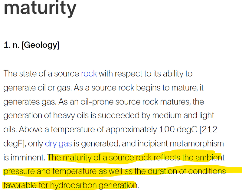 Maturity Geology description