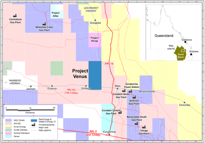 Project Venus is located in close proximity to producing wells and projects under development.