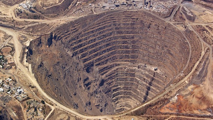 Aerial view of enormous copper mine at palabora, south africa