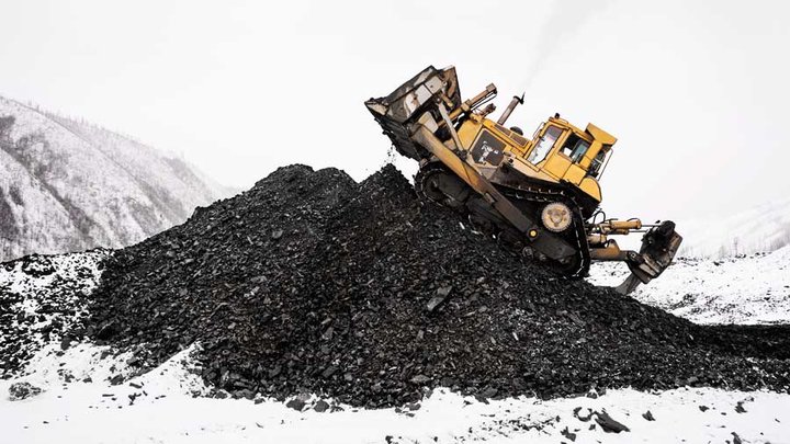 Mining winter bulldozer truck snow